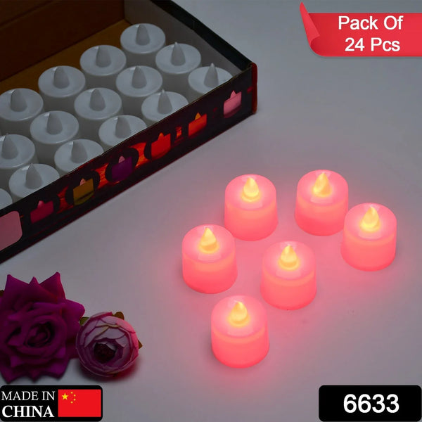 Red LED Tealights Smokeless Flameless Candles for Home Decor, Diwali (24 Pcs) - justgrabit.in | Just Grab It