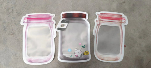 Plastic Transparent Medium Jar Shaped Pouch With Zipper (1 Pc) - Justgrabit Inc.