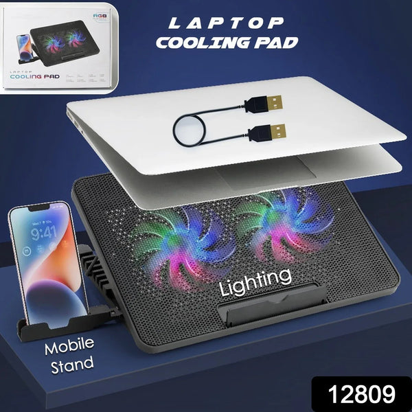 Laptop Cooler Cooling Pad with 2 Quiet Led Fans, Dual USB Ports, Portable Ultra Slim USB Powered 7 Heights Adjustable Laptop Stand for Gaming Laptop - Justgrabit Inc.