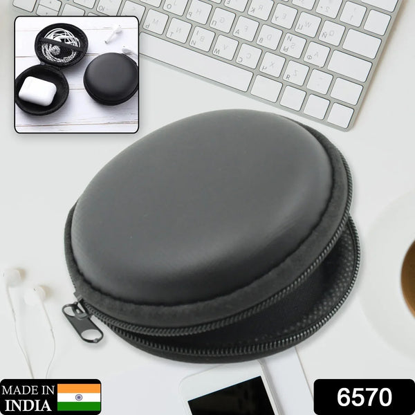Cute Round Earphone Carrying Case - Multi - Use Pocket Pouch for Headphones, Cables, Coins, Airpods & More - justgrabit.in | Just Grab It