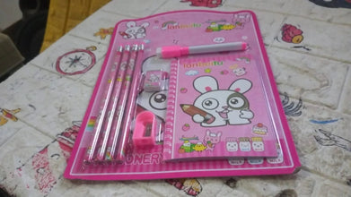 Kids' Stationery Kit: Wooden Pencils, Sharpener, Eraser, Diary (8 Pc Set) - Justgrabit Inc.