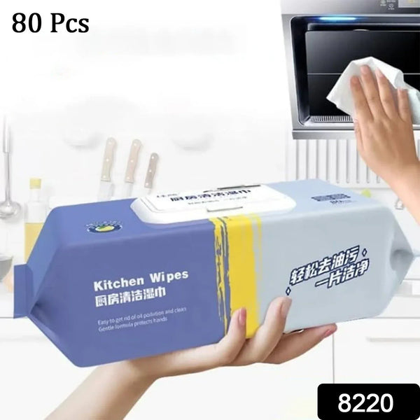 Kitchen Cleaning Wipes | Strong Decontamination Kitchen Wipes | Disposable Kitchen Wet Wipes Household Cloth Towel For Removing Grease Stains And Cleaning Glass (Pack of 80 Pcs) - Justgrabit Inc.