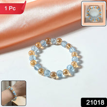 Elegant Dual - Tone Crystal Beaded Stretch Bracelet (1 Pc) - justgrabit.in | Just Grab It