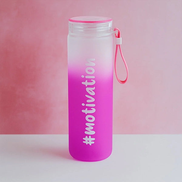 Motivational Glass Water Bottle Colorful potable Water Glass Bottle With Rubber Band, Daily Intake Hourly Water Bottle to Ensure You Drink Enough Water Throughout The Day Reusable Cycling Gym, Workout Fitness Bottle (350 ML) - Justgrabit Inc.