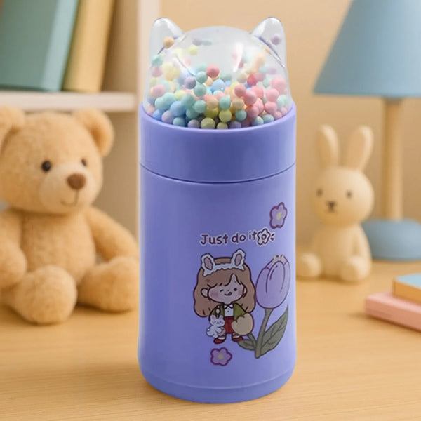 Girl Glass Water Bottle for School with Kid Sparkle Strap Cat Lid Sequins Glitter Glass Cup Birthday Gift Children 350ml (MOQ : - 75 pc) - justgrabit.in | Just Grab It