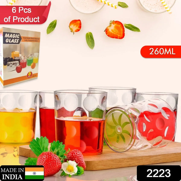 Magic Glass Clear Glass Bubble Water Juice Glasses (6 Pcs Set) - justgrabit.in | Just Grab It