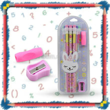 Cute Rabbit Bear Drawing Graphite Writing Pencil Set with Pencil Sharpener & Eraser, Pencil and Eraser Set with Eraser for Kids, for Girls, Fancy School Stationary, Birthday Party Return Gift (14 Pc Set) - justgrabit.in | Just Grab It