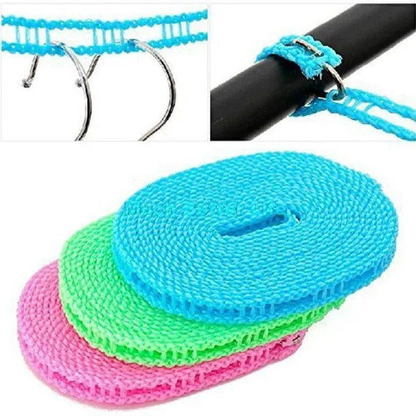 Clothesline Drying Nylon Rope with Hooks - justgrabit.in | Just Grab It