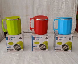 250ML Stainless Steel Mug: Insulated, Leakproof Lid, Hot/Cold Drinks (Mix Color) - justgrabit.in | Just Grab It