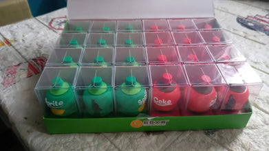 2 - in - 1 3D Cold Drink Bottle Shape Rubber Pencil Sharpener and Eraser Set, Stationery for Kids School Boys Girls, Birthday Return Gifts (24 Pcs Set ) - justgrabit.in | Just Grab It