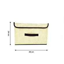 Foldable Storage Box with Lid and Handles Cotton Linen Organizer for Nursery - justgrabit.in | Just Grab It