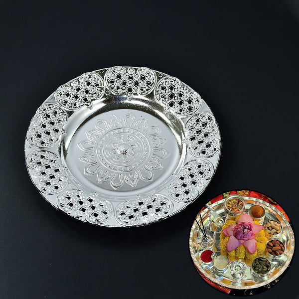 Beautiful 8 - Inch Plastic Pooja Thali Set for Daily Use & Special Occasions - justgrabit.in | Just Grab It