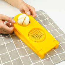 2 in 1 Double Cut Boiled Egg cutter with stainless steel wire for easy slicing of boiled eggs. - Justgrabit Inc.