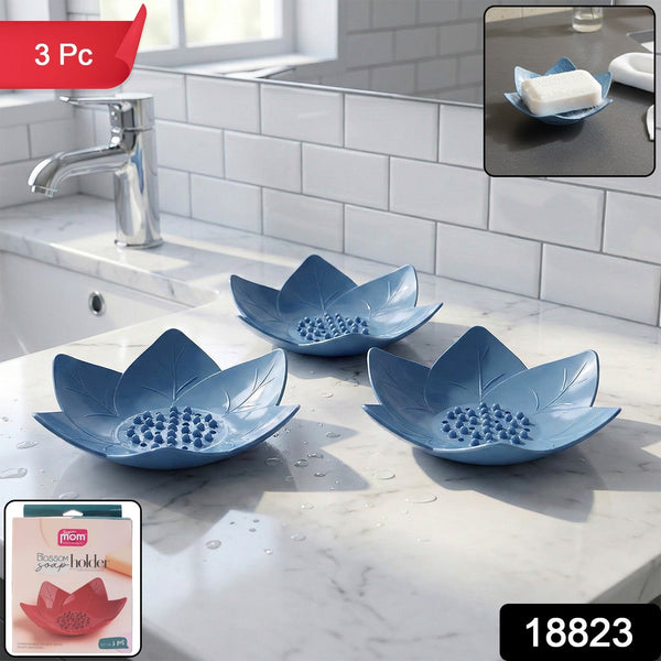 Supermom 3 - Piece Lotus Blossom Design Soap Holder Set - justgrabit.in | Just Grab It