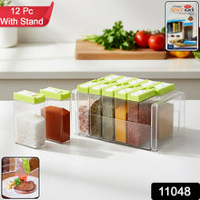 Classic Transparent Spice Rack with Stand – 12 Piece - justgrabit.in | Just Grab It