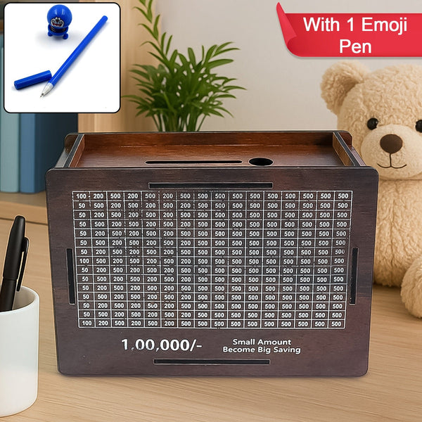 Wooden Money / Piggy Bank, Money Box (1 Pc / 1 Emoji Pan) - justgrabit.in | Just Grab It