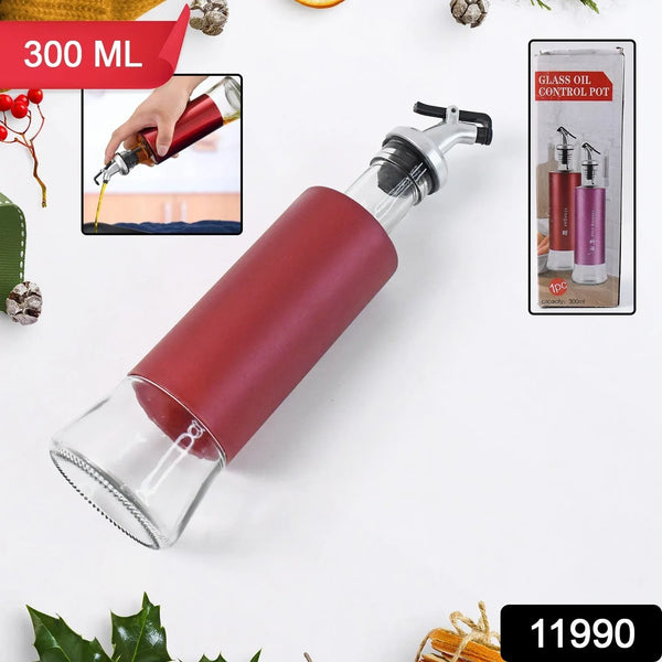 Glass Oil Dispenser with Plastic Covering, Oil and Vinegar Bottle (300 ml) - Justgrabit Inc.