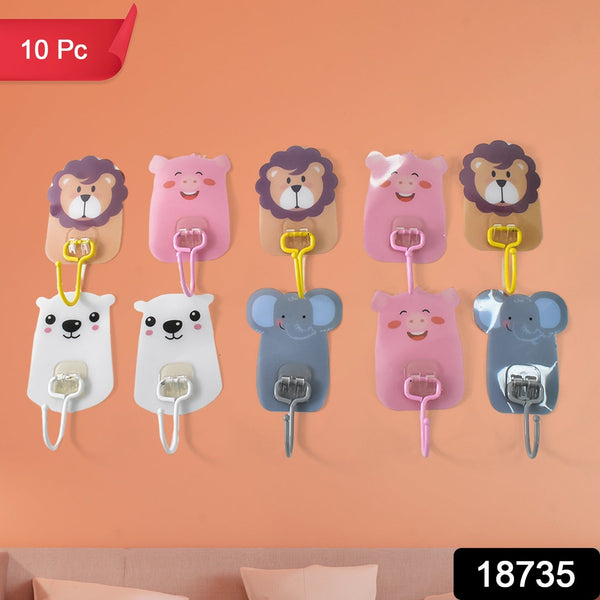 Wall Mounted Cartoon Hooks Self Adhesive Hooks (10 Pcs Set) - justgrabit.in | Just Grab It