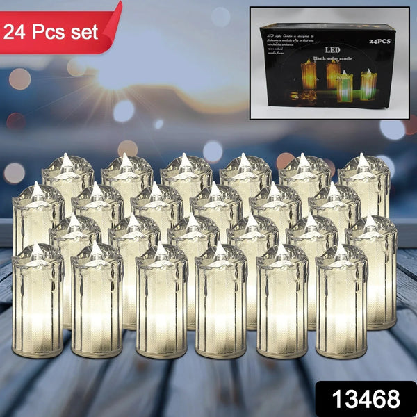24 Pc Flameless and Smokeless Decorative Melting Candles LED Tea Light Candle Flickering Electronic Candle, Diwali - justgrabit.in | Just Grab It