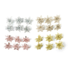 Glitter Flower Hair Clip Set (6 Pc Mix Color Set) - justgrabit.in | Just Grab It