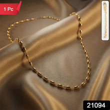 Elegant Gold - Tone Oval Bead Necklace Chain for Women (1 Pc) - justgrabit.in | Just Grab It