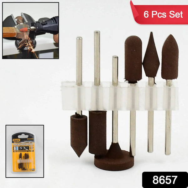 Mounted Points Abrasive Stone Head Mounted Grinding Wheel Bits Rotary Tool Kit (6 Pcs) - justgrabit.in | Just Grab It