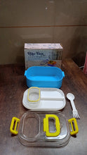 Durable Plastic Lunch box for Kids With 2 in 1 Spoon, Fork (1 Pc) - justgrabit.in | Just Grab It