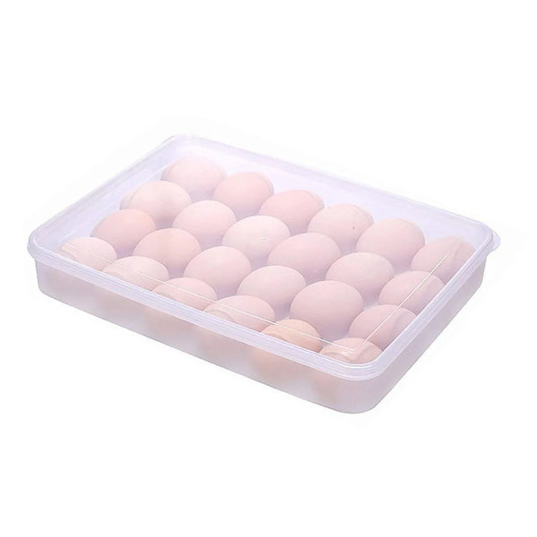 24 Grids Plastic Egg Box Container Holder Tray for Fridge with Lid for 2 Dozen Egg Tray - Justgrabit Inc.