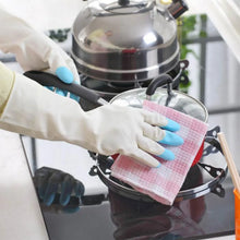 Reusable Rubber Latex PVC Flock lined Elbow Length Hand Gloves cleaning gloves - Justgrabit Inc.