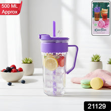 Kiddie Style Plastic Tumbler with Straw and Handle (500 ML Approx) - justgrabit.in | Just Grab It