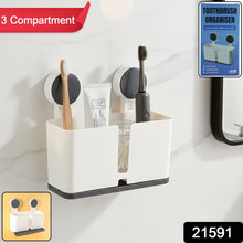 Wall Mounted 3 Compartment Toothbrush Holder with Adhesive Installation (1 Pc) - justgrabit.in | Just Grab It