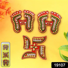 Decorative Laxmi Charan (Pagla) & Swastik Combo Set (3pc Set) - Justgrabit Inc.