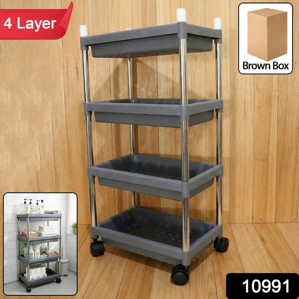 4 - Layer Rolling Storage Cart with Wheels Set - justgrabit.in | Just Grab It