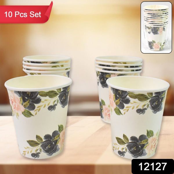 Disposable Paper Cups, Disposable Tea, Coffee Cups (10 Pcs Set / Mix Color & Design) - justgrabit.in | Just Grab It