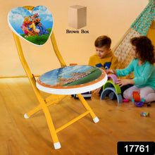 Heart Shape Kids Chair Cartoon Printed Foldable Kids / Children Folding Chair for Playrooms, Schools, Daycares, and Home. Metal and Fibre Body Picnic Beach Camping Chair (1 Pc) - Justgrabit Inc.