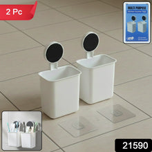 Wall Mounted Plastic Toothbrush Holder with Adhesive Installation (2 Pc) - justgrabit.in | Just Grab It