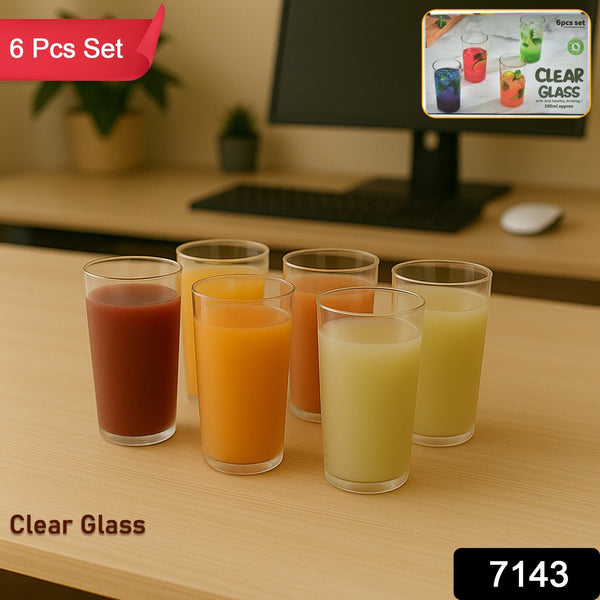 Round Clear Plastic Unbreakable Transparent Glass Set ( 300ml 6pc ) - justgrabit.in | Just Grab It