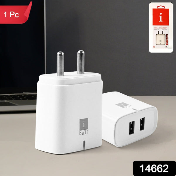 iBall Dual USB Wall Charger 5V/3.1A – High - Speed Dual Port Fast Charging (1 Pc) - justgrabit.in | Just Grab It