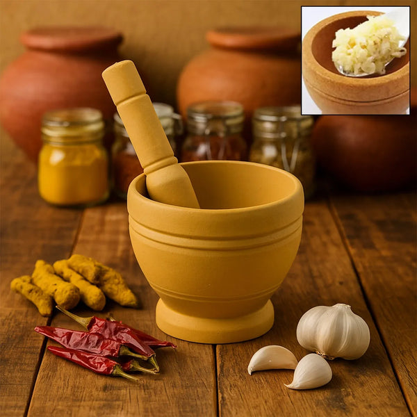 Mortar and Pestle Spice Grinder - Traditional Khalbatta for Kitchen Herb & Spice Preparation - Justgrabit Inc.