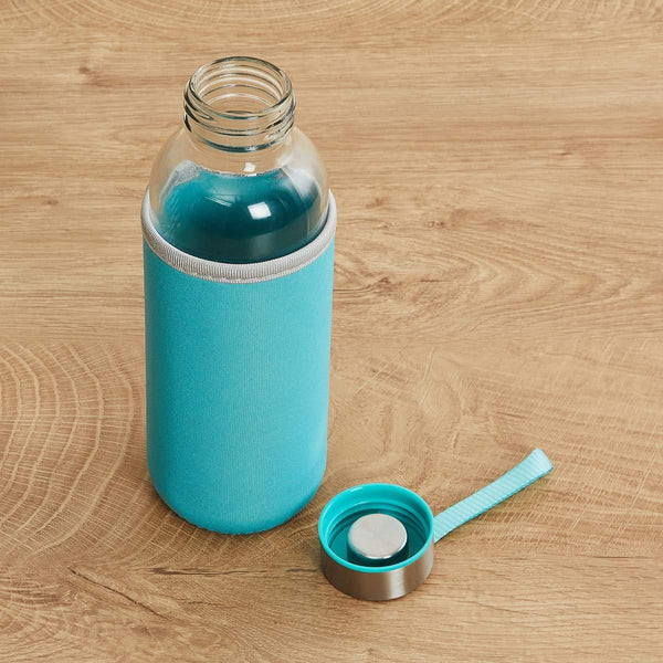 Glass Water Bottle (500 ml) With Cover - Justgrabit Inc.