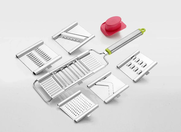 6 in 1 Stainless Steel Kitchen Chips Chopper Cutter Slicer and Grater with Handle - Justgrabit Inc.