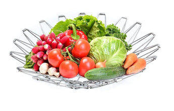 Multipurpose Fruit Basket Stainless Steel Wire Bowl Foldable Basket for Vegetable / Fruits / Dining - Justgrabit Inc.