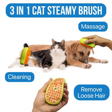 3 - in - 1 Cat Steamy Brush – Self - Cleaning Pet Grooming & Hair Removal Comb - Justgrabit Inc.