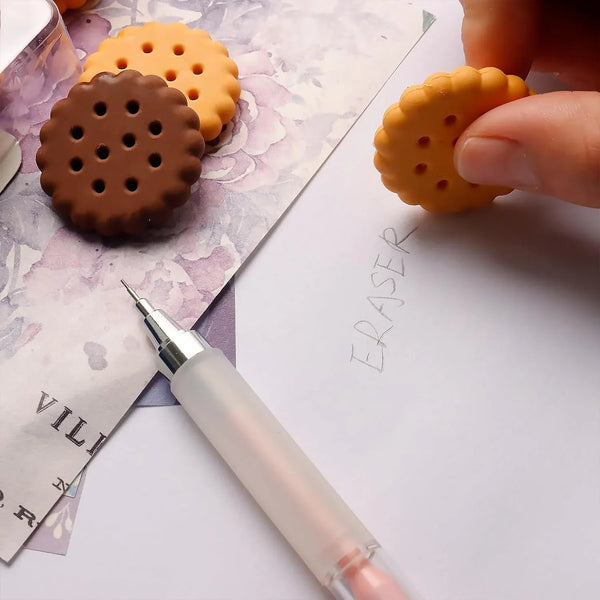 Biscuit - Shaped Erasers | Fun Rubber Stationery for Kids | Creative Birthday Gift Toy (6 Pcs Set) - Justgrabit Inc.