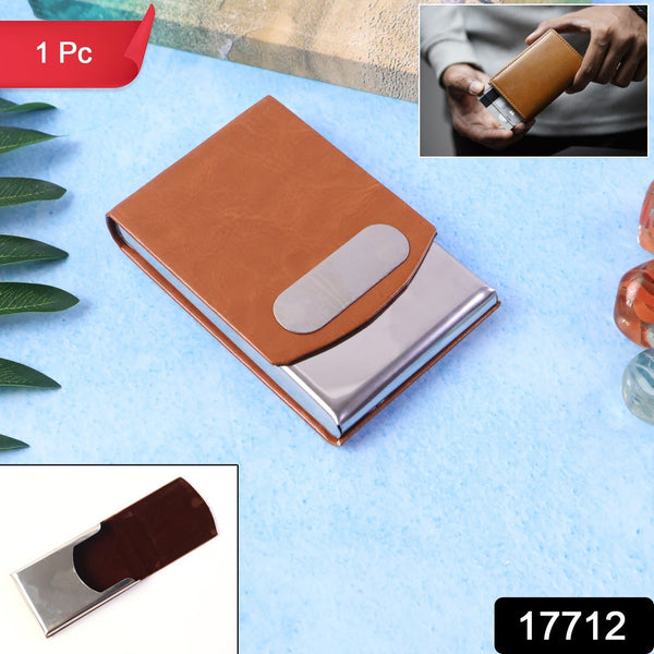 Premium Leather Finish Visiting Card Holder (1 Pc) - justgrabit.in | Just Grab It