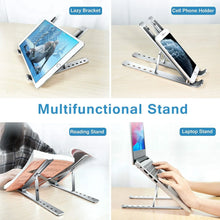 Metal Portable Laptop Stand – 6 - Angle Adjustable Riser for Laptops, Phones & Tablets - Justgrabit Inc.