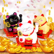 Solar Powered Happy Cat Beautiful with Arm Waves Wealth Cat (1 Pc / Mix Color) - justgrabit.in | Just Grab It
