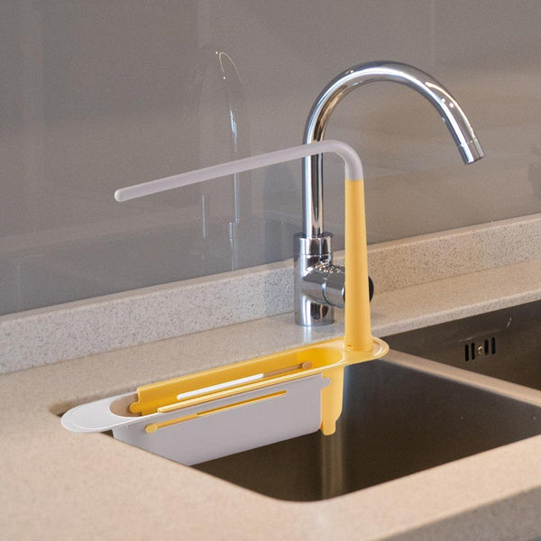 Telescopic Sink Storage Rack Material Kitchen Rag Rack Dishwashing Organizer Shelf Drain Basket Pp Under Sink Organizers ( Mic Color 1 Pc) - Justgrabit Inc.