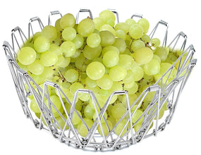 Multipurpose Fruit Basket Stainless Steel Wire Bowl Foldable Basket for Vegetable / Fruits / Dining - Justgrabit Inc.