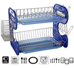 STAINLESS STEEL DRAIN BOWL STORAGE RACK HOLDER PLATE DISH CUTLERY CUP RACK WITH TRAY KITCHEN SHELF STAND - justgrabit.in | Just Grab It